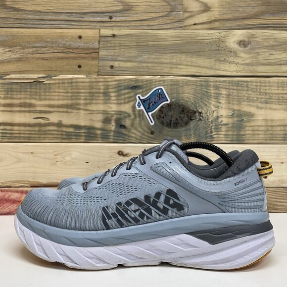 Hoka One One Bondi 7 Athletic Running Sneakers Men’s Size 12 Blue Yellow - Picture 3 of 12